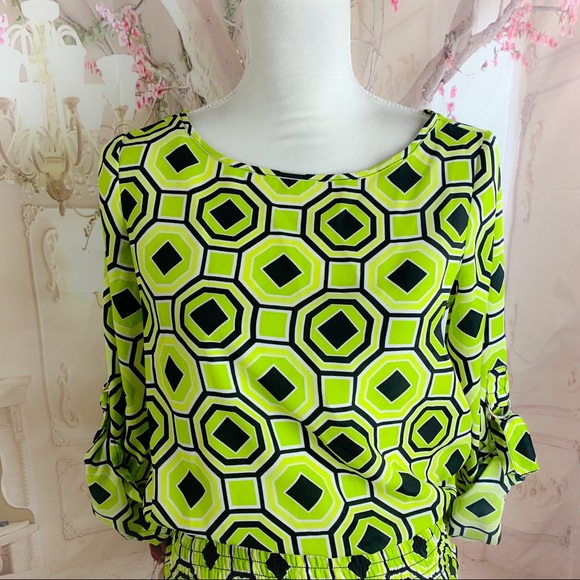 Michael Kors lime Green Diamond Print blouse - Picture 2 of 12